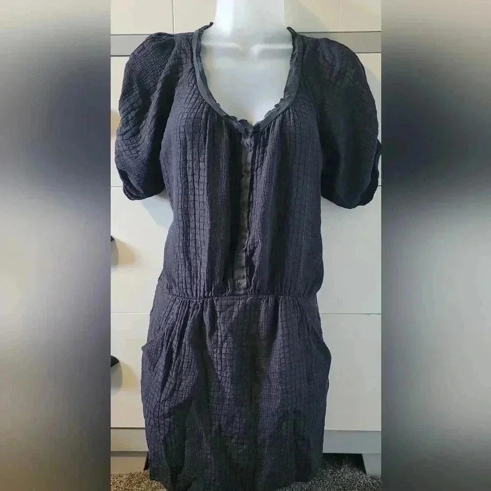 REBECCA TAYLOR Alligator Embossed 100% Silk Tunic Mini Dress Sz 4 - Picture 2 of 9